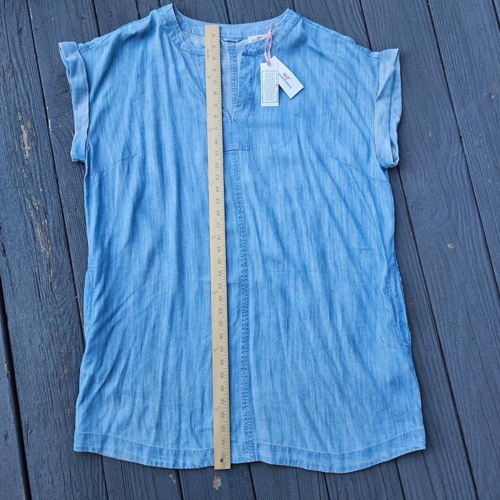 Vineyard Vines Womens Chambray Tunic Dress Cloud Blue Tencel XXL NEW - Picture 5 of 9